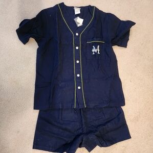 Disney Mickey Mouse Navy Blue Flannel Pajamas Top & Shorts